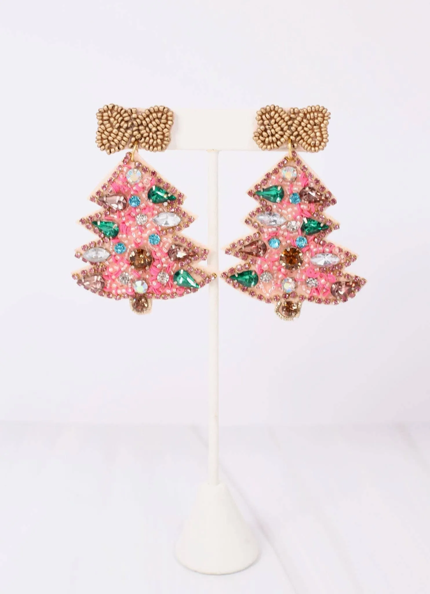 Pink Christmas Tree Earring