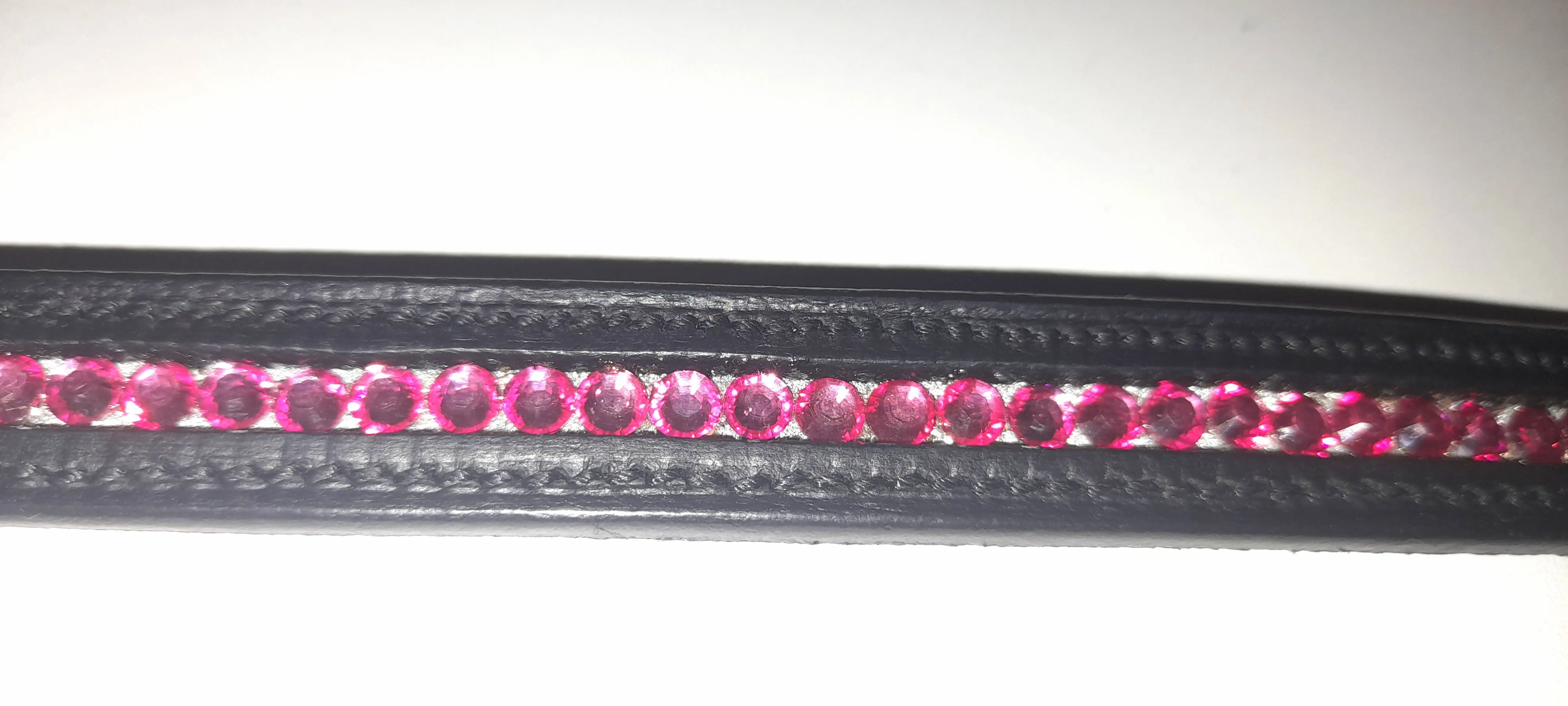 Pink diamante Horse brow band pre oiled English leather