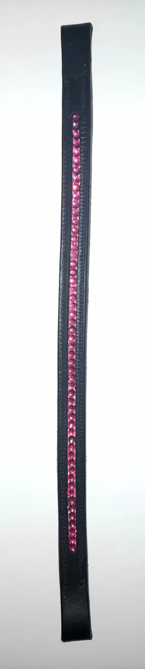 Pink diamante Horse brow band pre oiled English leather