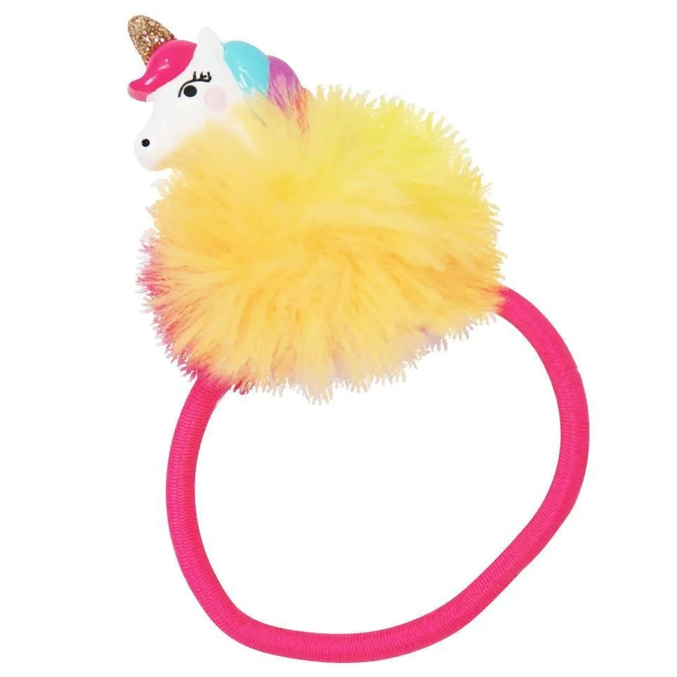 Pink Poppy Unicorn Pom Pom Hair Elastic