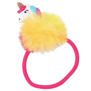 Pink Poppy Unicorn Pom Pom Hair Elastic