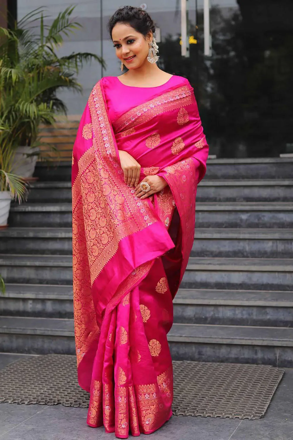 Pink Soft Banarasi Saree