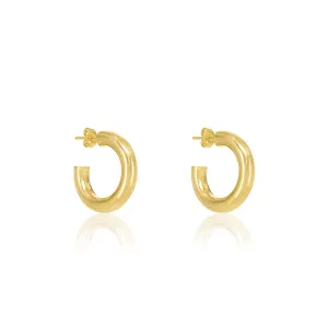 Plain Open Hoop Earrings - Gold - Medium