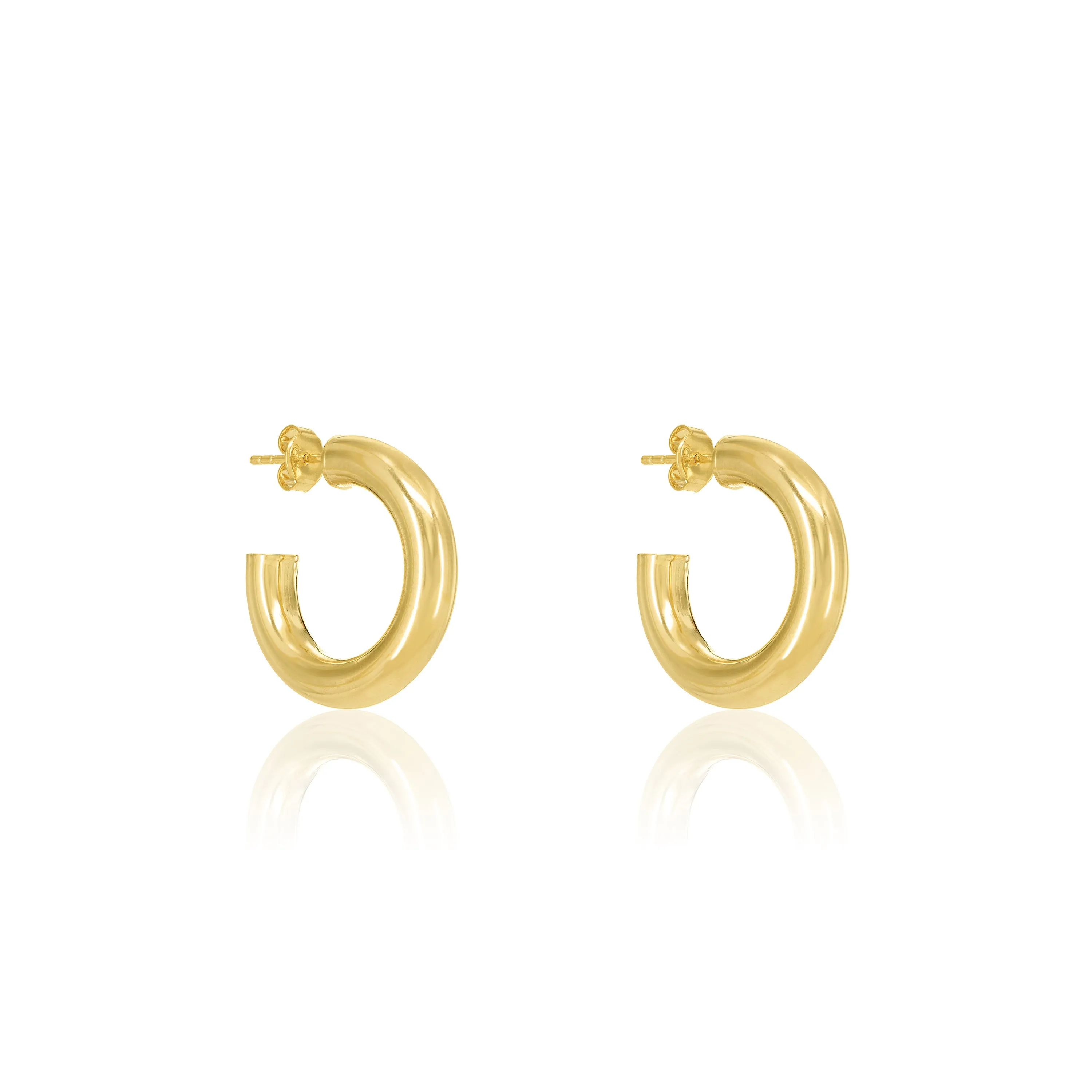 Plain Open Hoop Earrings - Gold - Medium