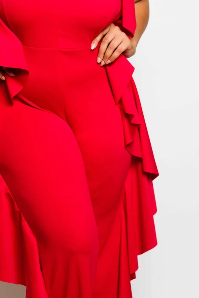 Plus Size Glam Glam Ruffle Jumpsuit