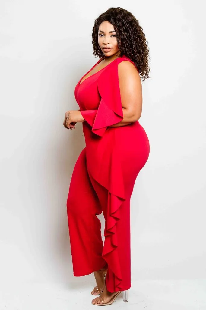 Plus Size Glam Glam Ruffle Jumpsuit