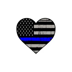Police Thin Blue Line Heart Flag Graphic Decal
