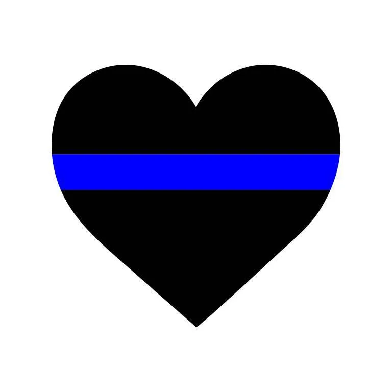 Police Thin Blue Line Heart Graphic Decal