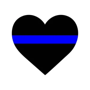 Police Thin Blue Line Heart Graphic Decal