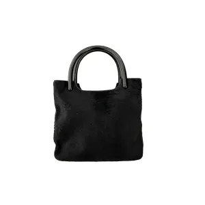 Prada Black Calf Hair Top Handle Bag