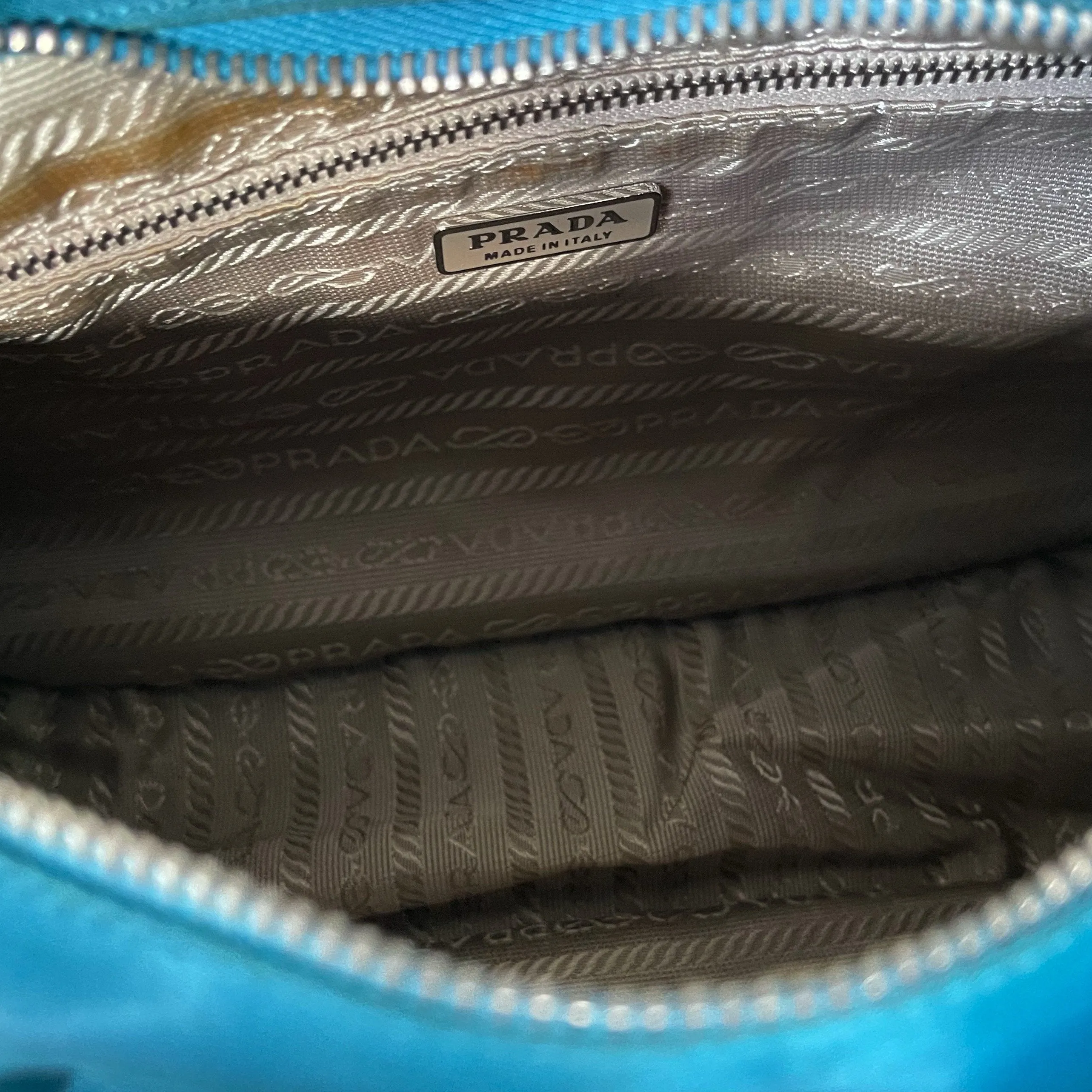 Prada Turquoise Logo Nylon Shoulder Bag