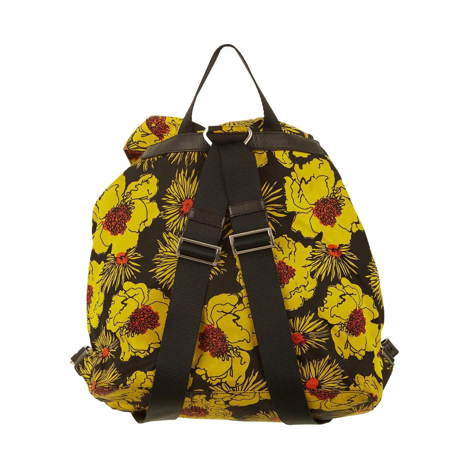 Prada Yellow Flower Print Nylon Backpack