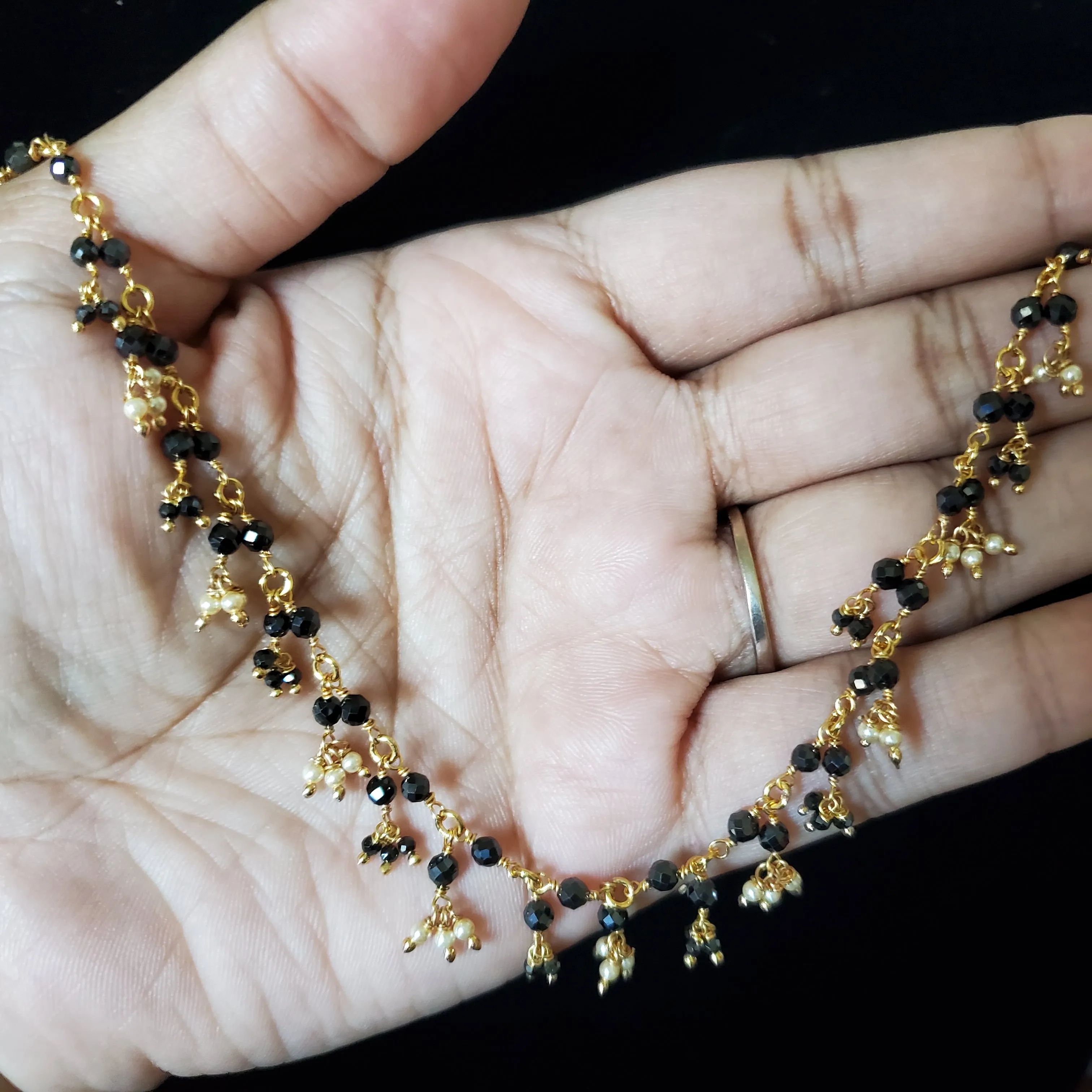 PREORDER Delicate Hand Made Black Bead Chain