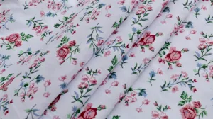 PRINTED POLYCOTTON FABRIC - Delicate Rose Design