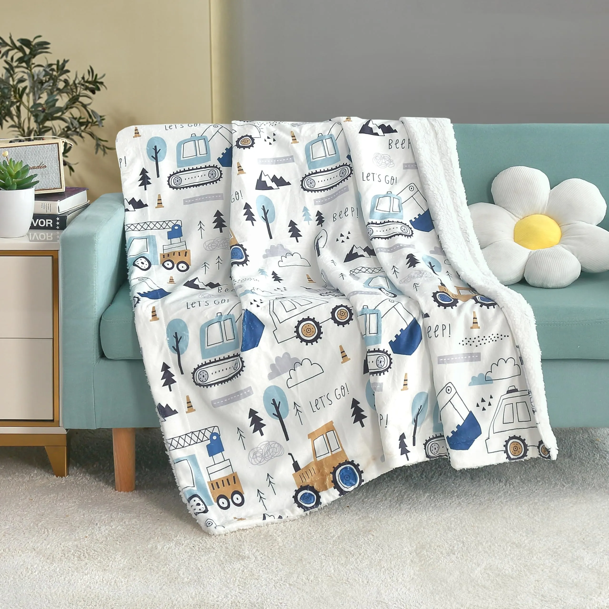 Printed Soft Flannel Fleece Throw Sherpa Kids Blanket 40 X 50 Inch
