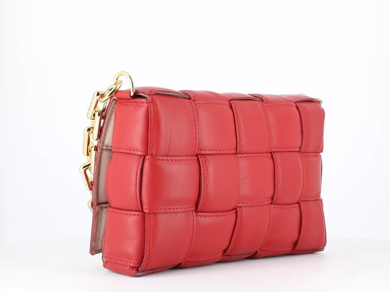 Pulicati Soft Leather Weave Bag Rosso