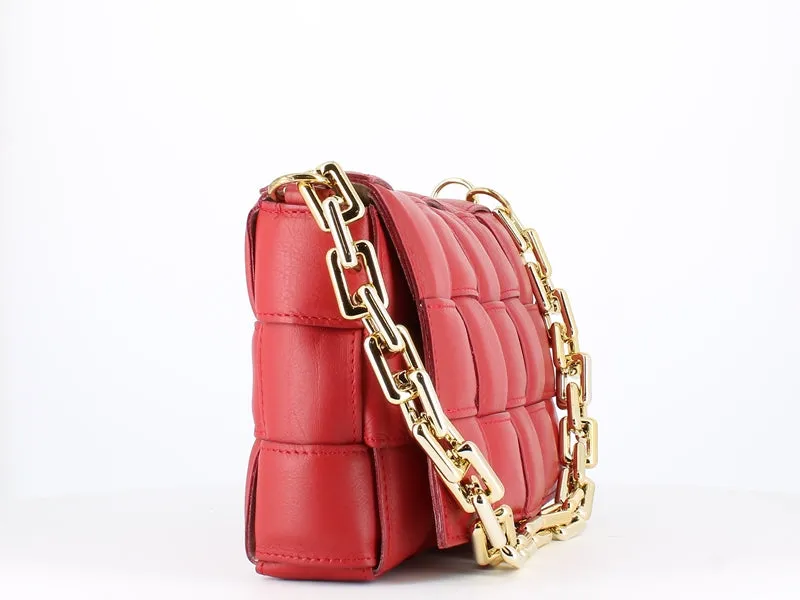Pulicati Soft Leather Weave Bag Rosso