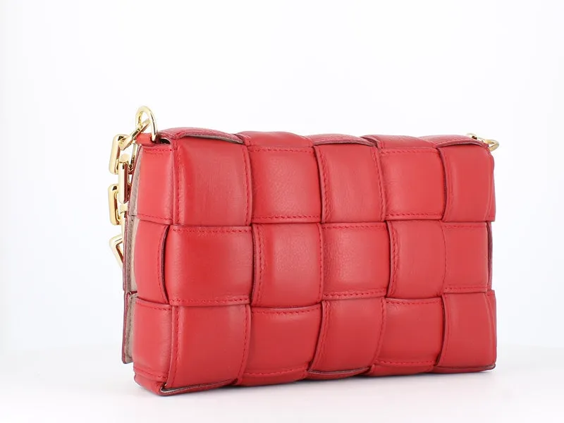 Pulicati Soft Leather Weave Bag Rosso