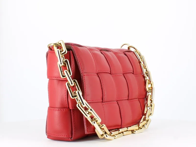 Pulicati Soft Leather Weave Bag Rosso