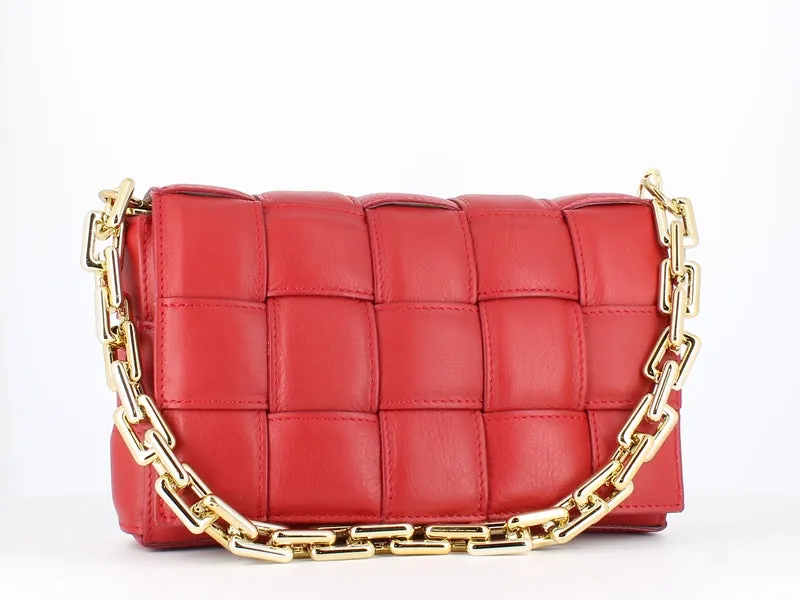 Pulicati Soft Leather Weave Bag Rosso