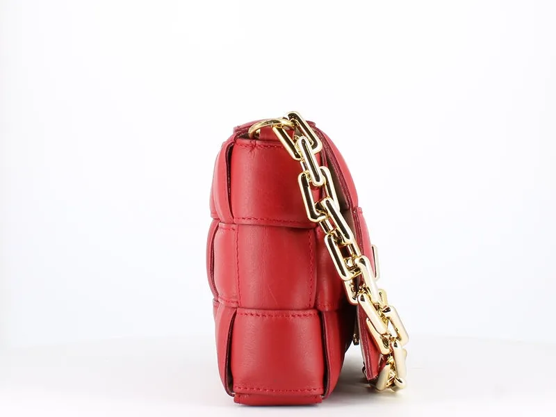 Pulicati Soft Leather Weave Bag Rosso