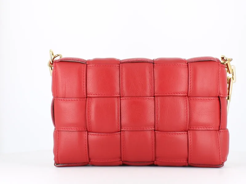Pulicati Soft Leather Weave Bag Rosso