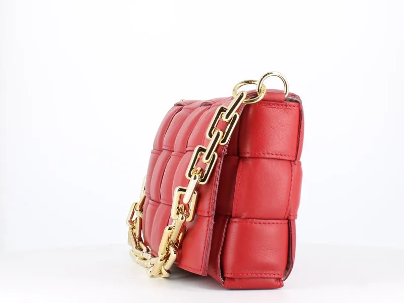 Pulicati Soft Leather Weave Bag Rosso