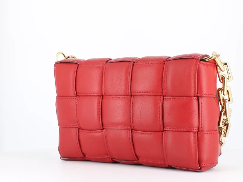 Pulicati Soft Leather Weave Bag Rosso