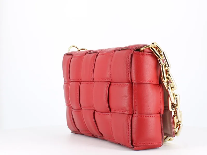 Pulicati Soft Leather Weave Bag Rosso