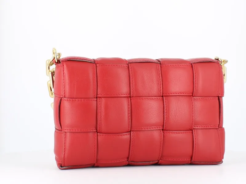 Pulicati Soft Leather Weave Bag Rosso