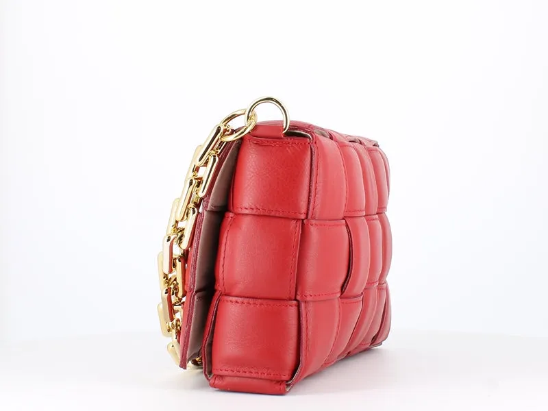 Pulicati Soft Leather Weave Bag Rosso