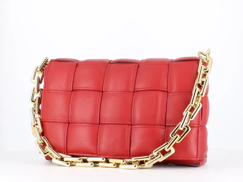 Pulicati Soft Leather Weave Bag Rosso