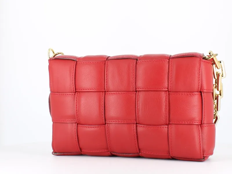 Pulicati Soft Leather Weave Bag Rosso
