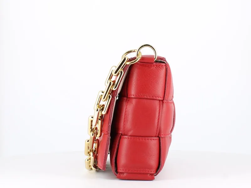 Pulicati Soft Leather Weave Bag Rosso