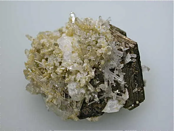 Pyrrhotite with Quartz and Calcite, Trepca Complex, Mitrovica, Kosovska Municipality, Kosovo, Mined c. 1990-2000, 5.0 x 5.0 x 6.0 cm, $250. Online 6/2 SOLD.