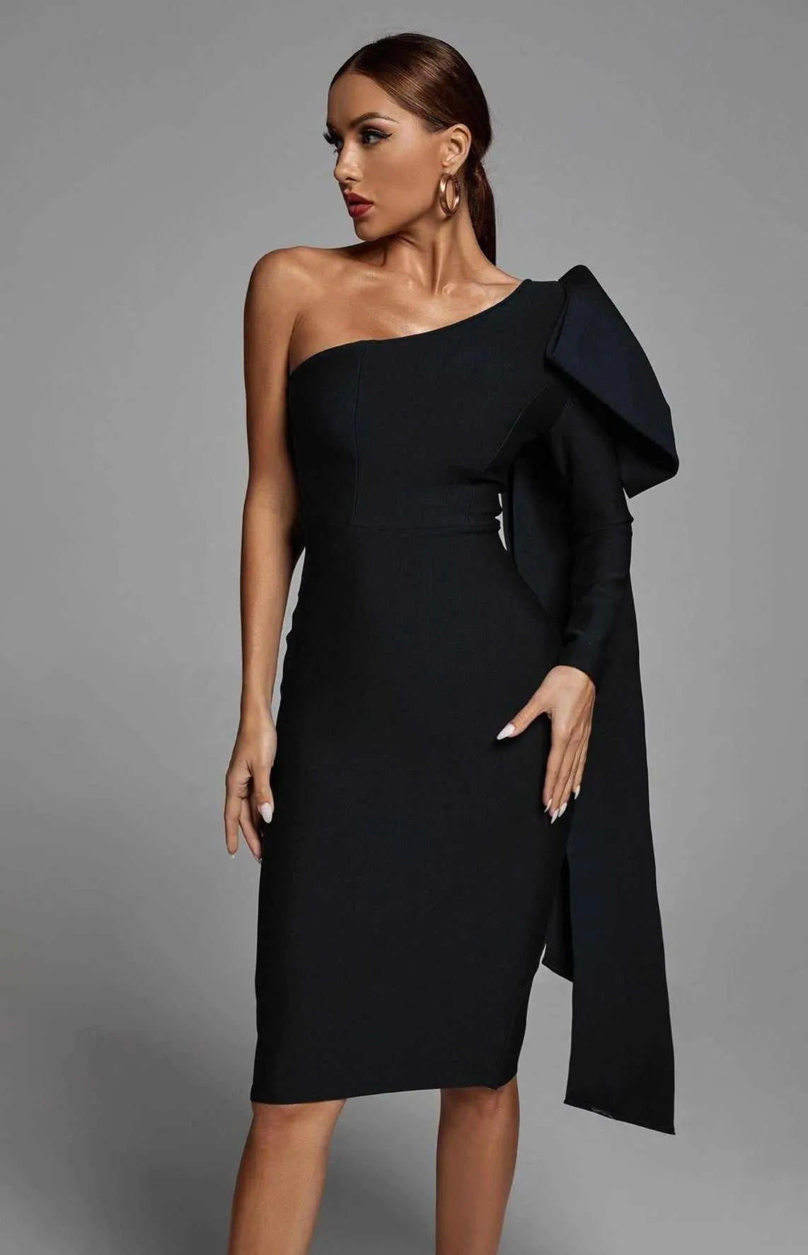 "CINDY" BLACK MIDI PARTY DRESS