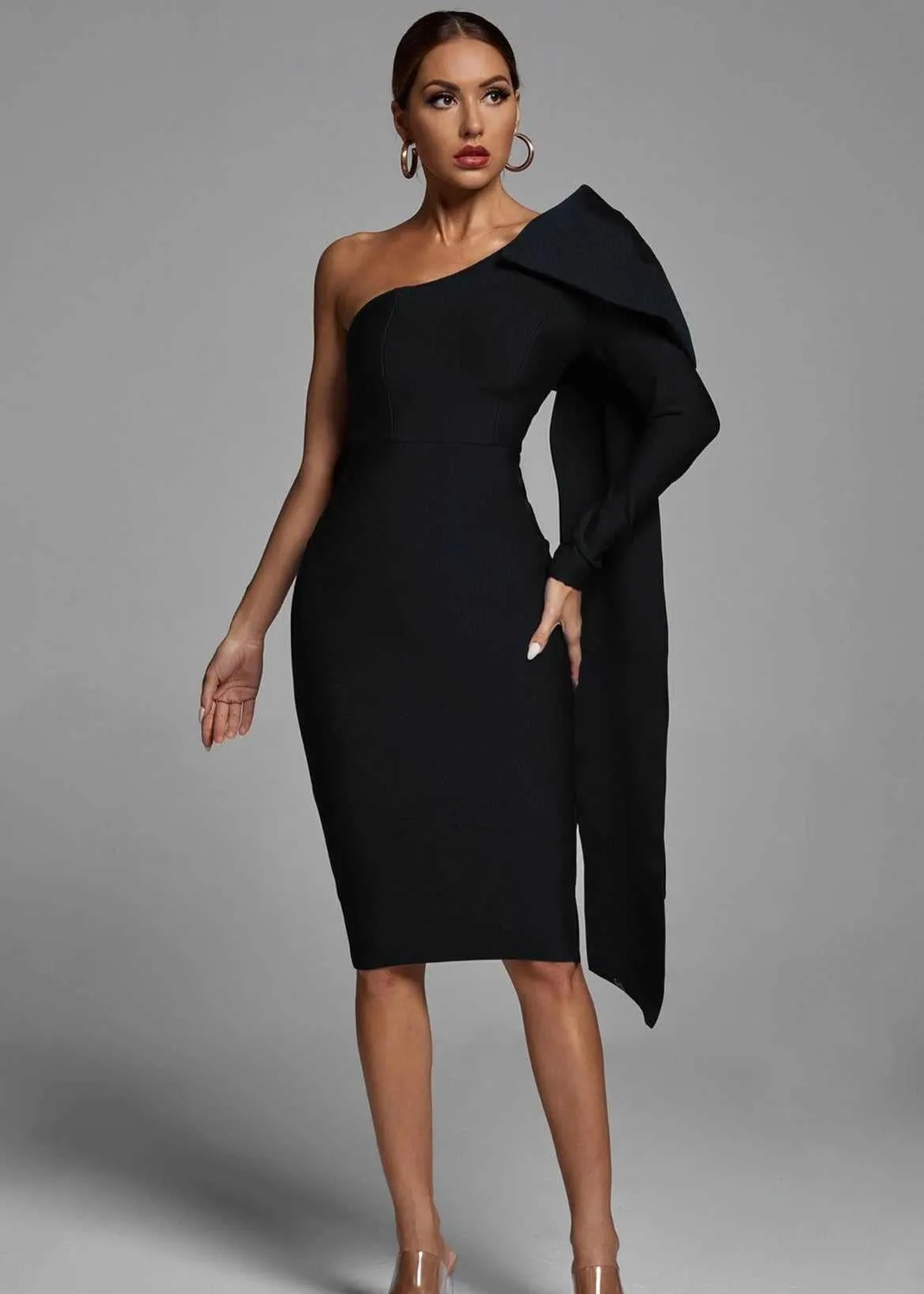 "CINDY" BLACK MIDI PARTY DRESS
