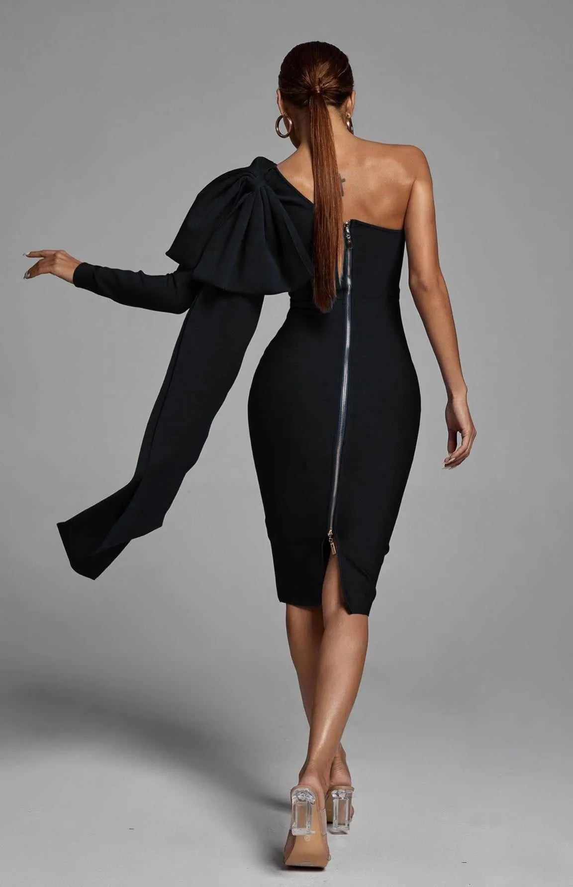 "CINDY" BLACK MIDI PARTY DRESS