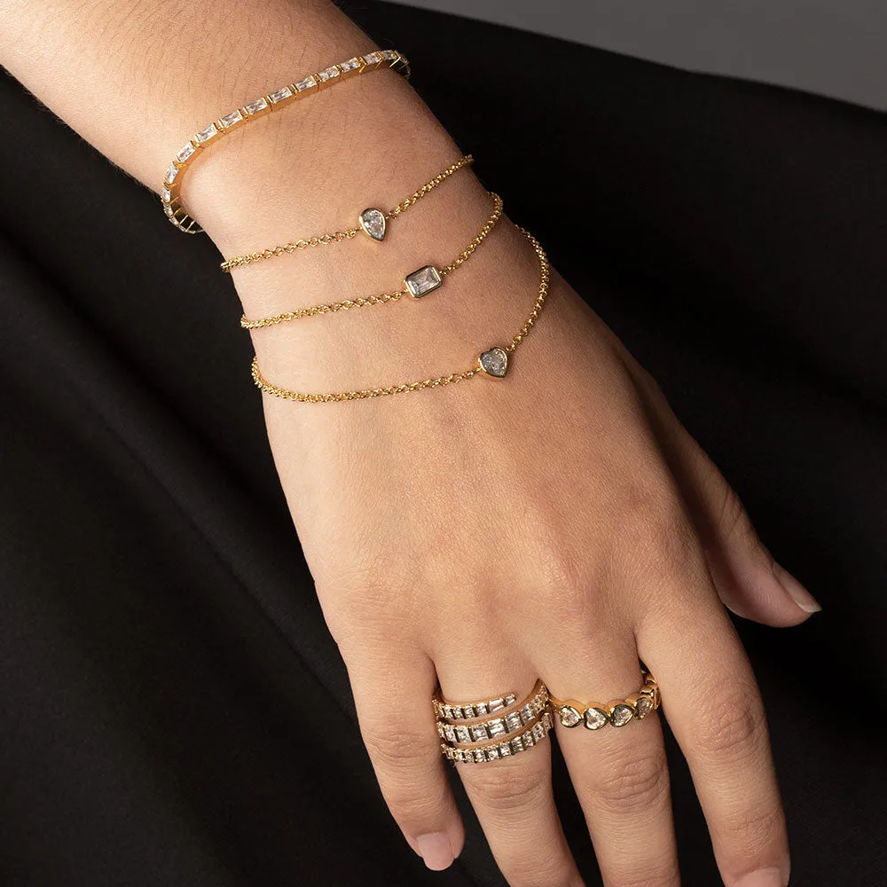 "Come to Me" 2.9CTW Baguette Cut Gold Spiral Ring