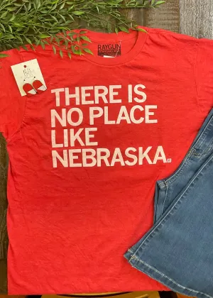 "No Place Like Nebraska" Red Graphic Tee