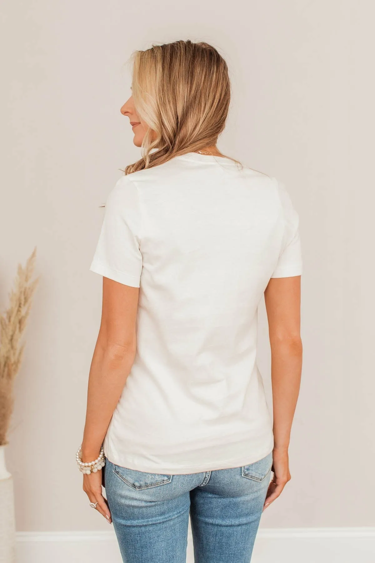 "She Is Fearless" Leopard Graphic Tee- Cream