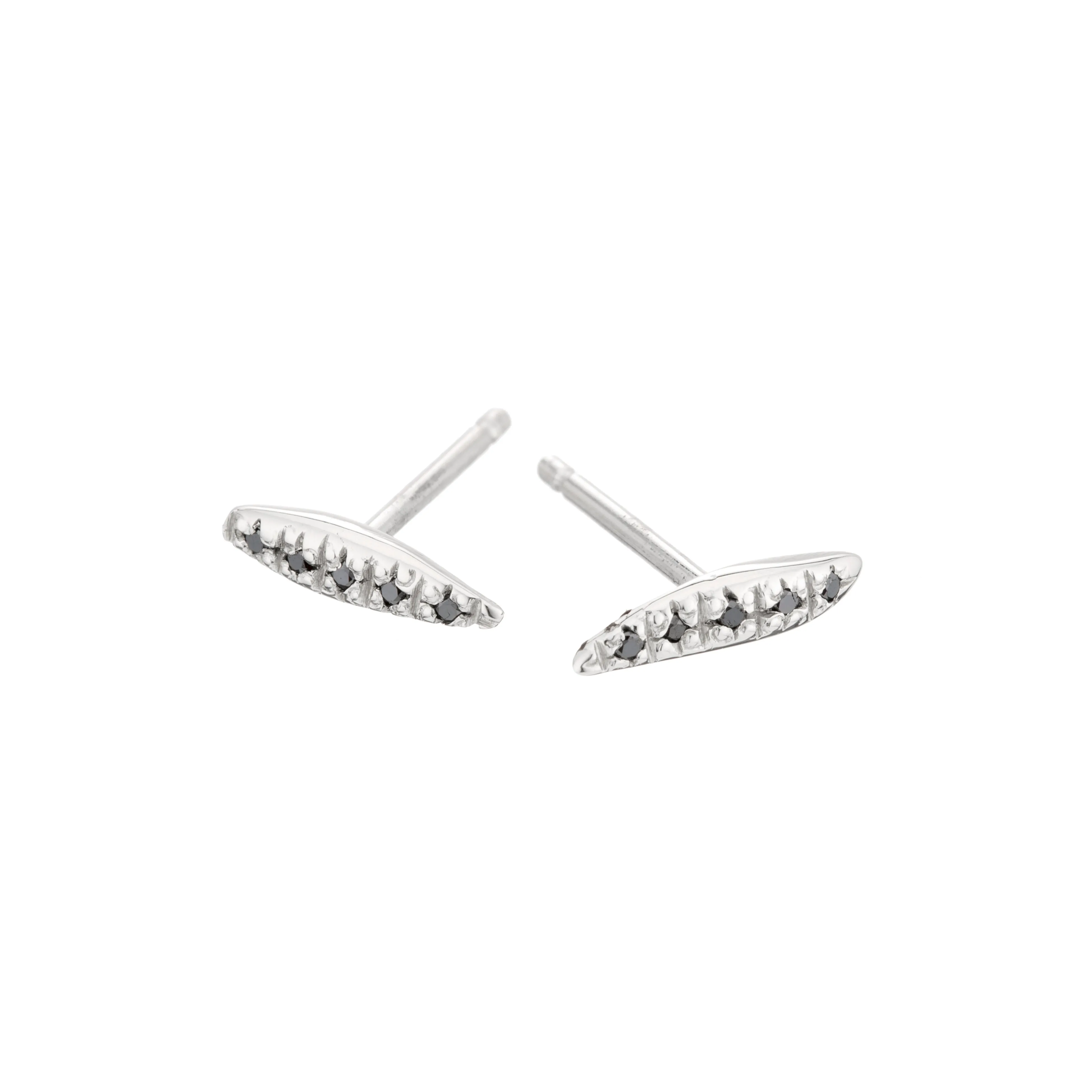 Raw Earrings With Black Diamond Pavé - White Gold
