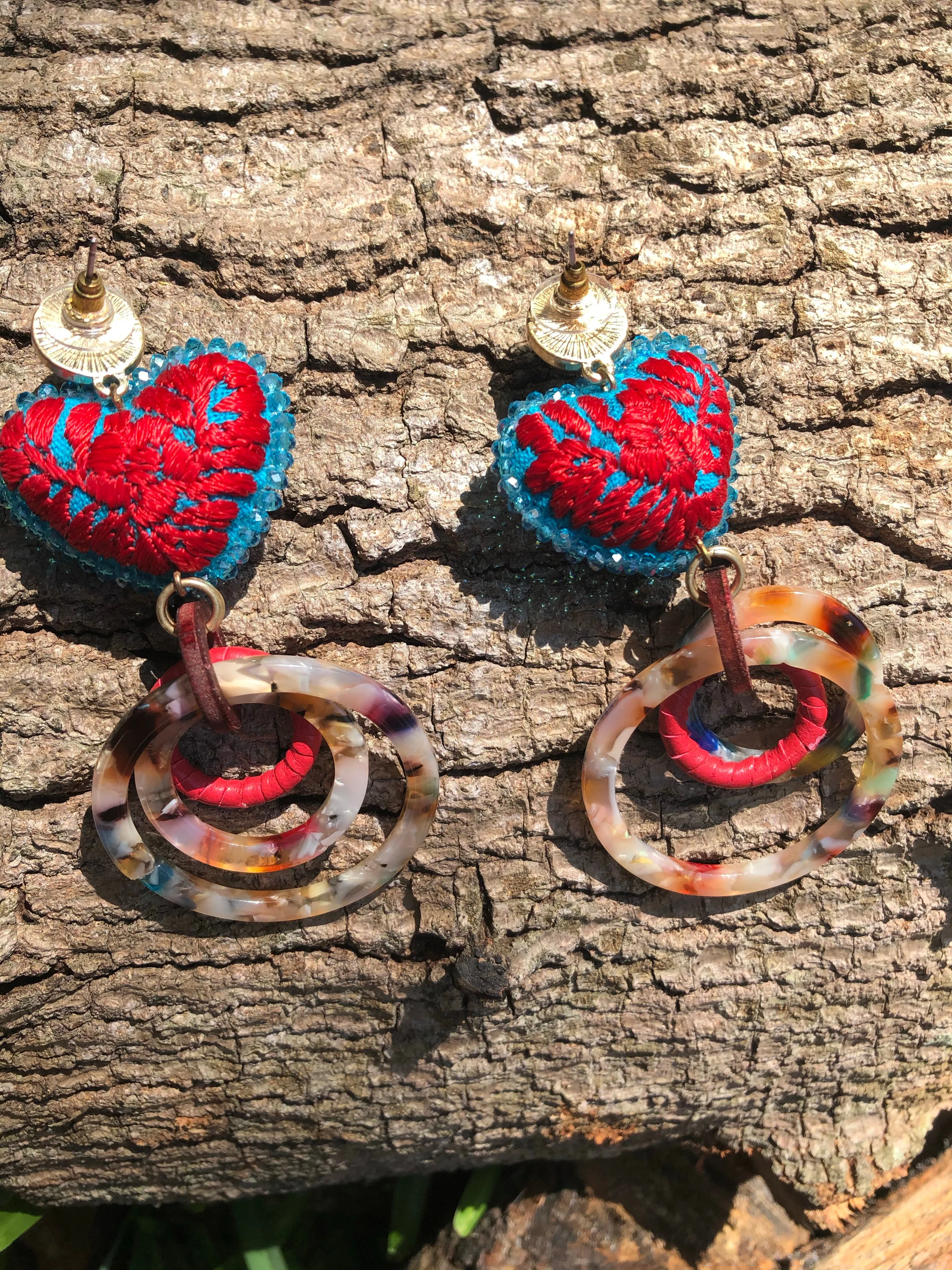 Red & Blue Statement Earrings