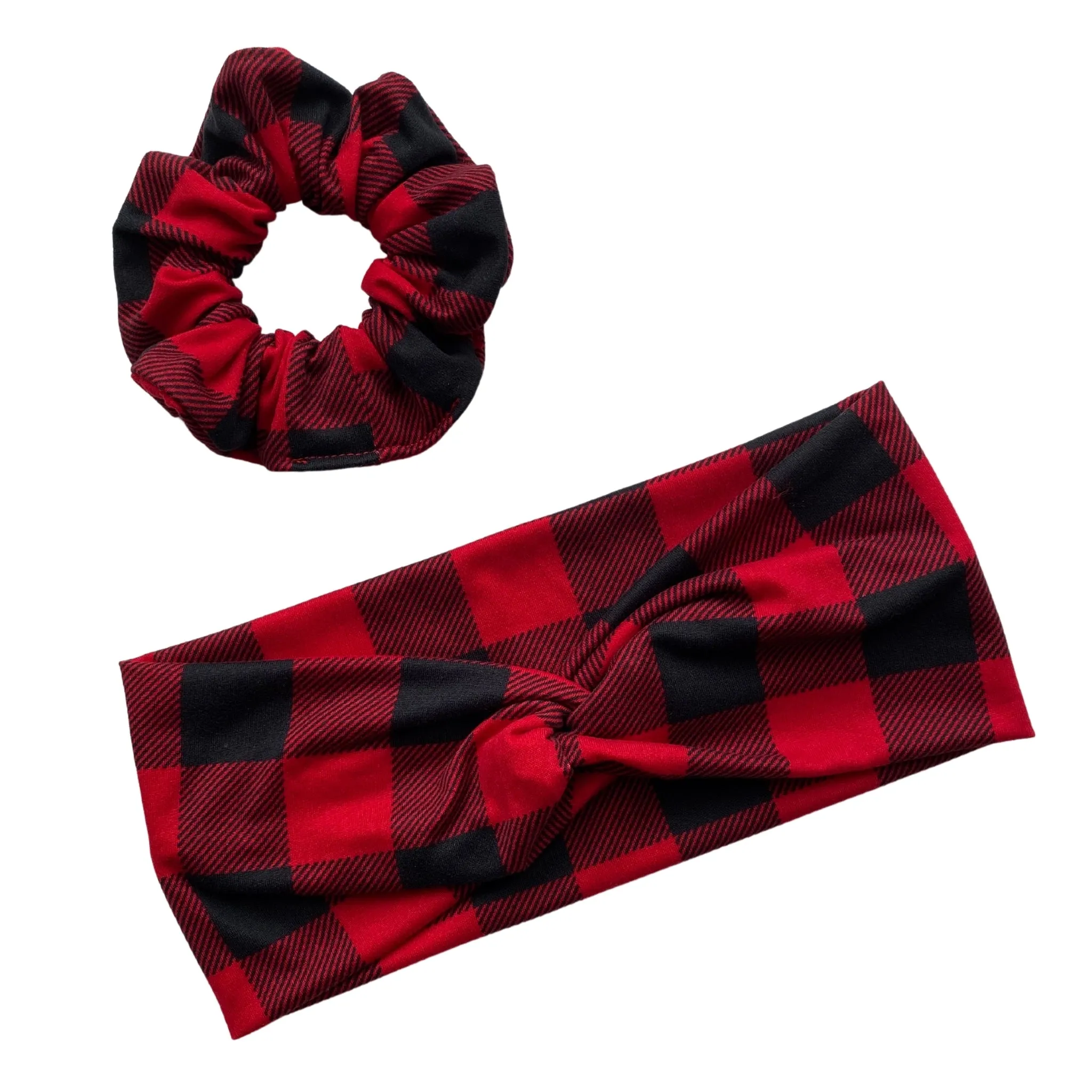 Red and Black Buffalo Plaid Matte Scrunchie