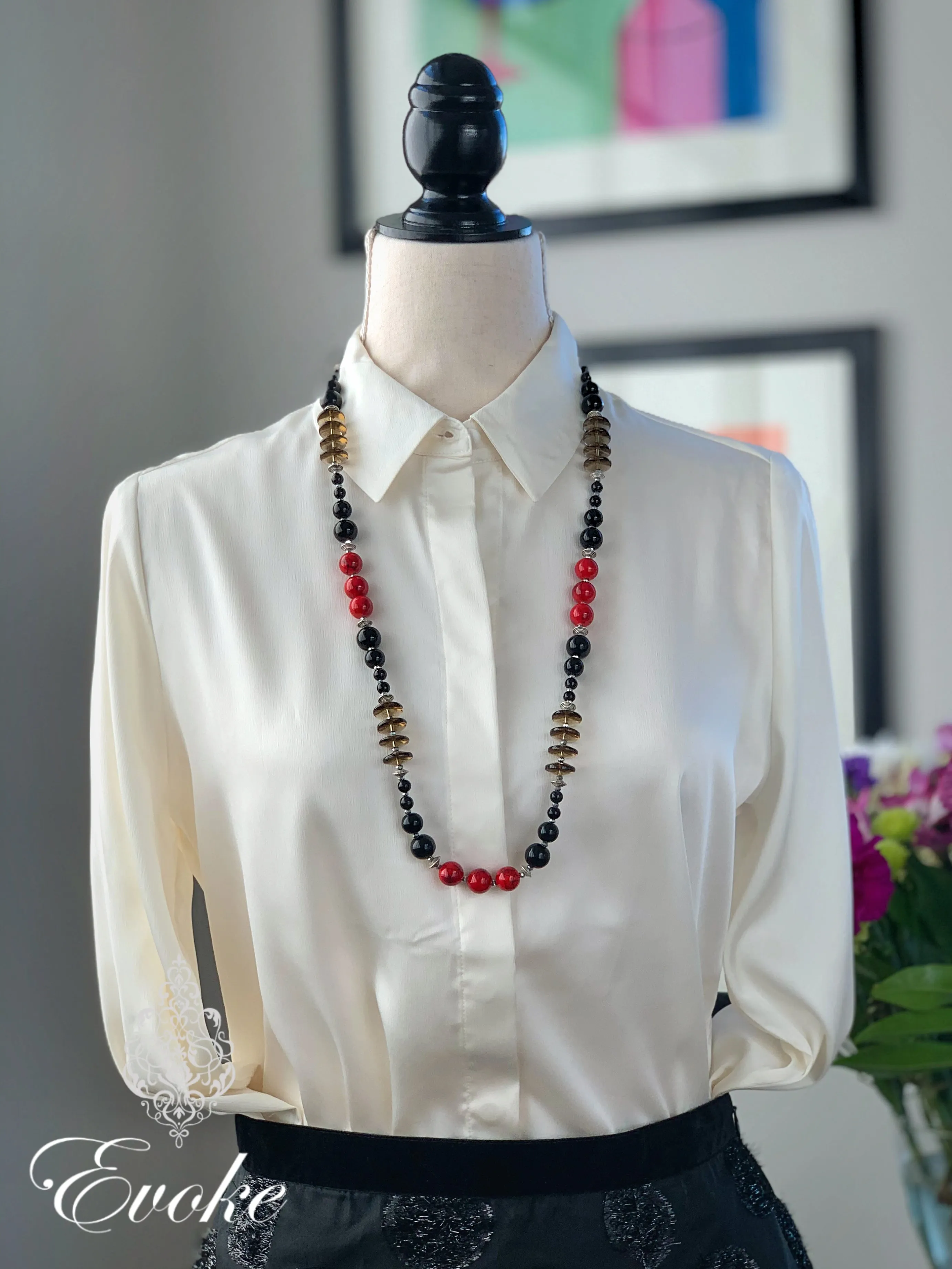 Red and Black Long Necklace