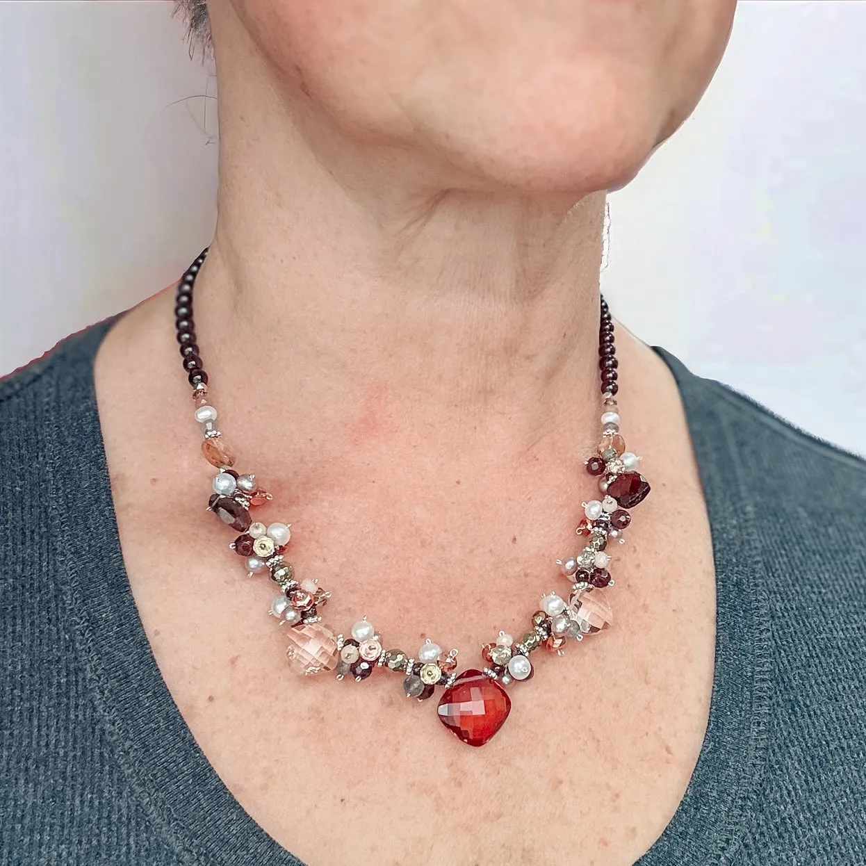 Regina Garnet Statement Necklace