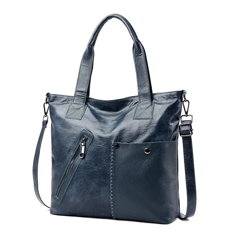 Retro Fashion PU Soft Leather Handbags Large Capacity Single Shoulder Bag