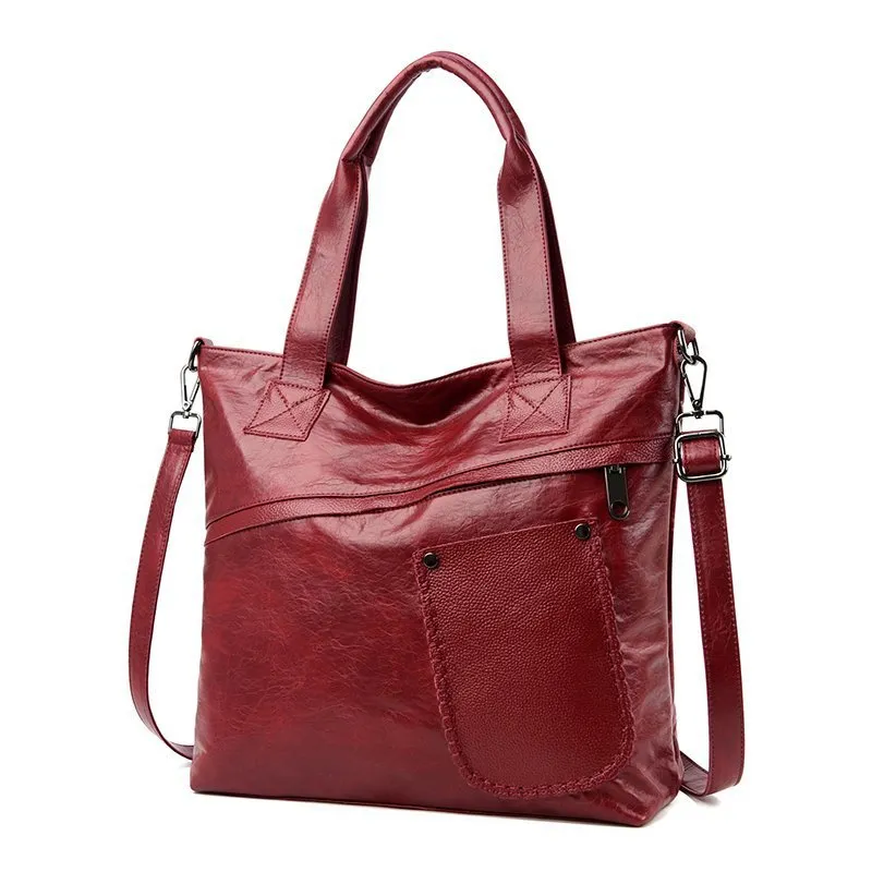 Retro Fashion PU Soft Leather Handbags Large Capacity Single Shoulder Bag