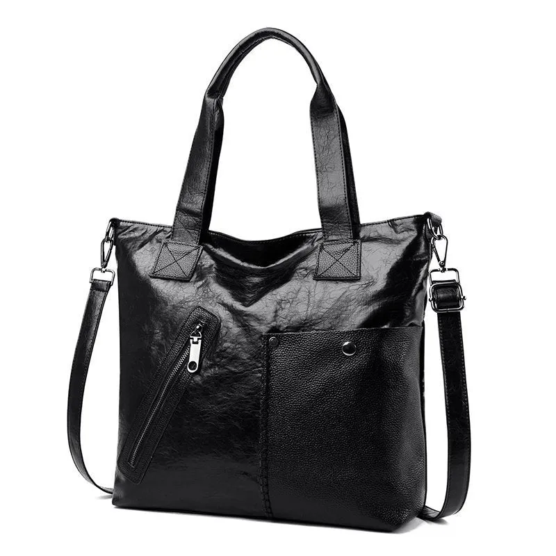 Retro Fashion PU Soft Leather Handbags Large Capacity Single Shoulder Bag