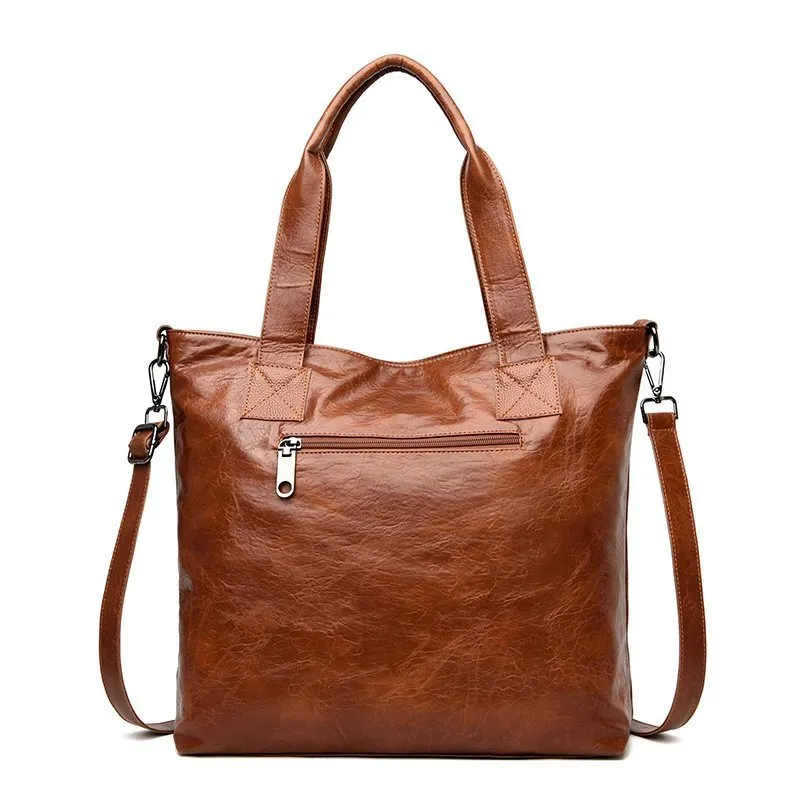 Retro Fashion PU Soft Leather Handbags Large Capacity Single Shoulder Bag